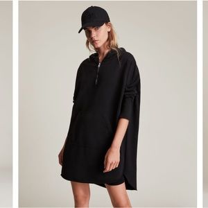 All Saints Xonda hoodie dress in black